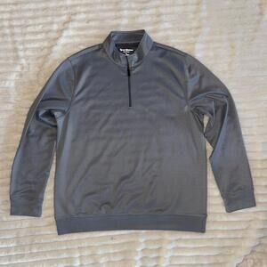 Hickey Freeman 1/4 Zip Pullover Men's Large Gray Mock Neck Golf Preppy